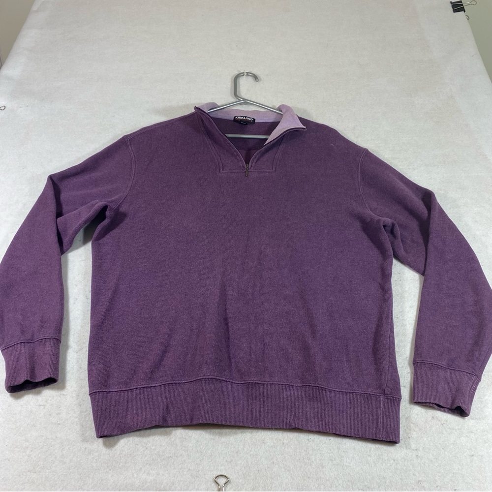 Kirkland Heavy Sweatshirt quarter Zip Shirt Long Sleeve Cotton pullover Large